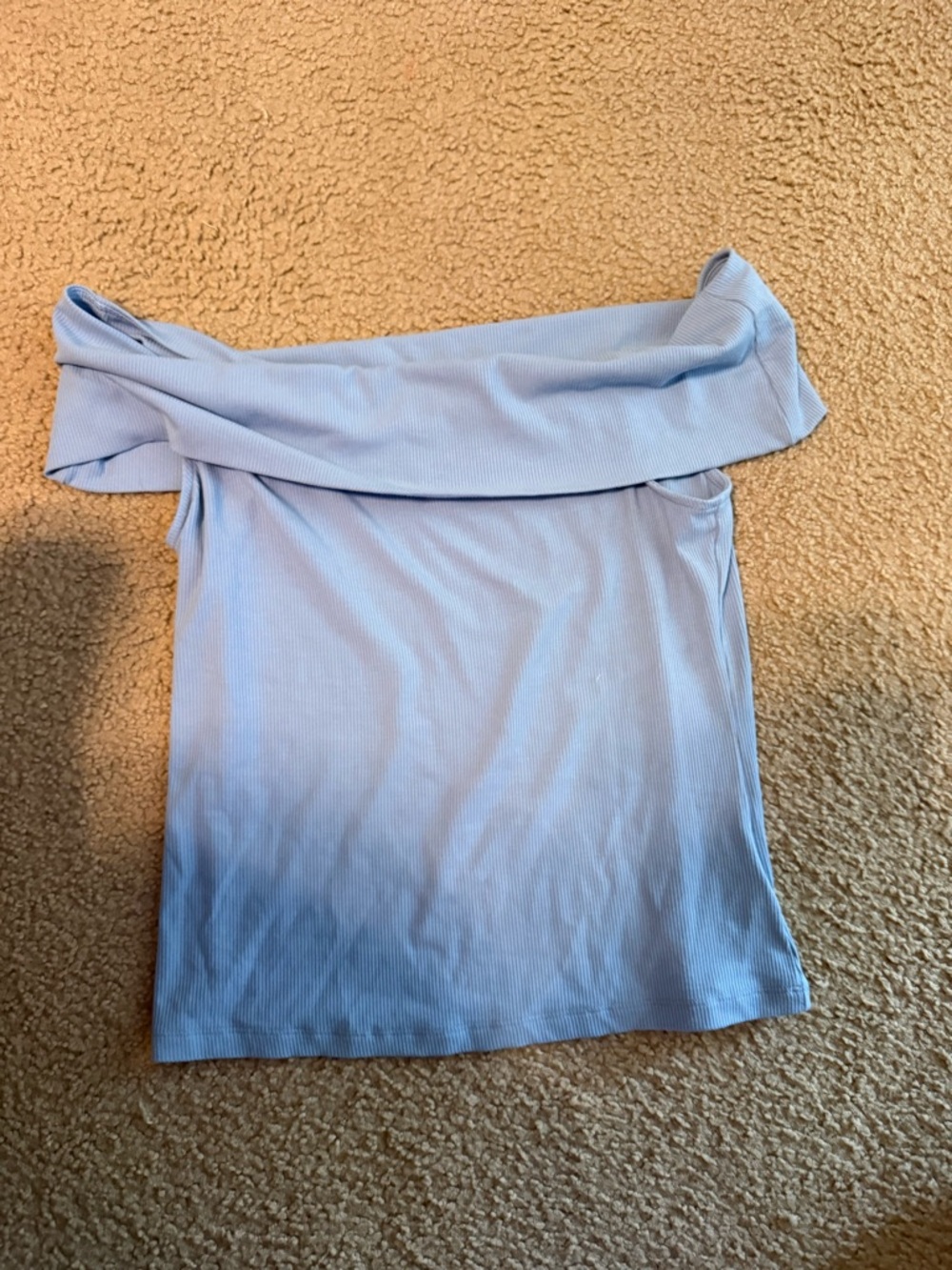 Express Light Blue Off-the-Shoulder Ribbed Top